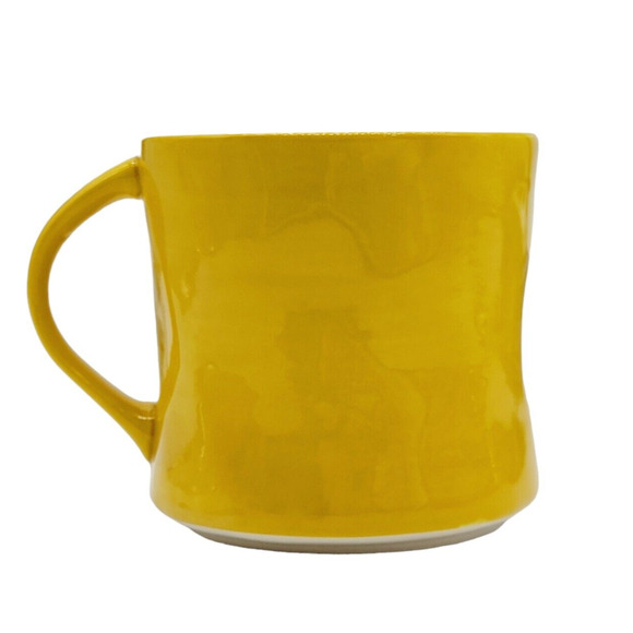 Anthropologie Monogram Coffee Mug Yellow Letter K Initial Hand Painted Tea Cup - Picture 3 of 7